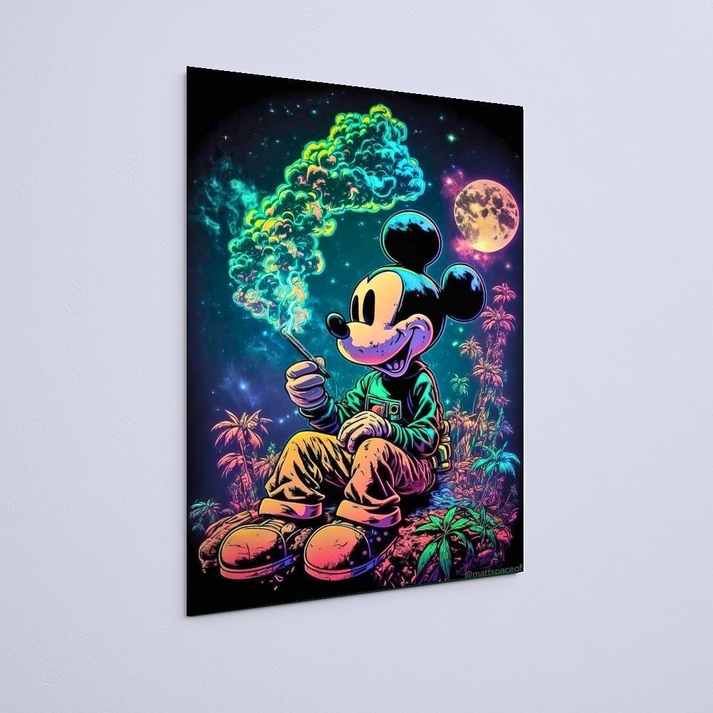 Quadro Decorativo Mickey Neon Fumando Floresta - Imagem 3