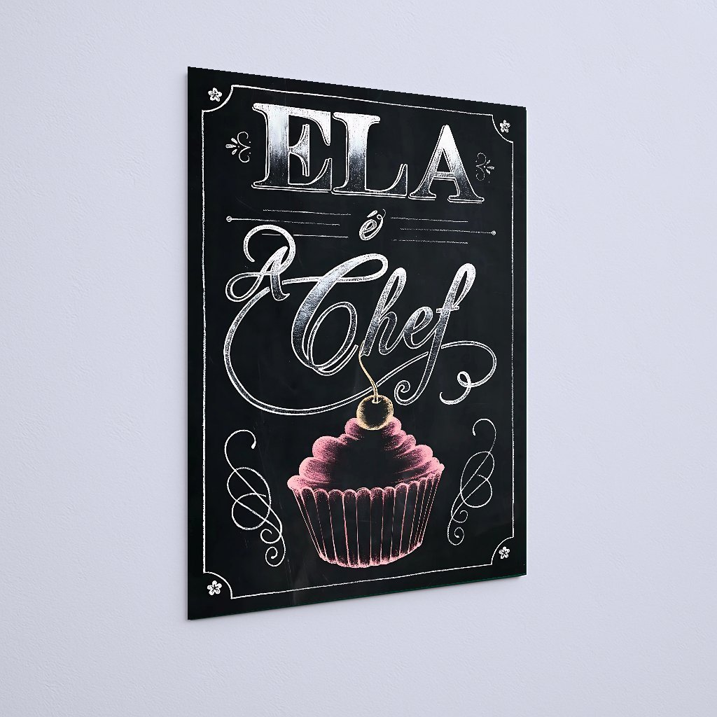 Quadro Decorativo Ela E Chef Cupcake - Imagem 3