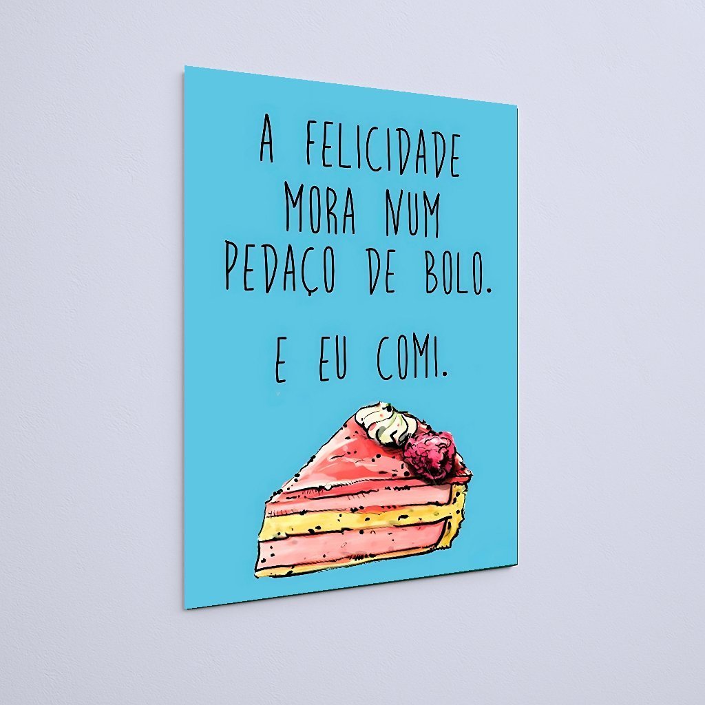 Quadro Decorativo Felicidade Pedaco Bolo - Imagem 3