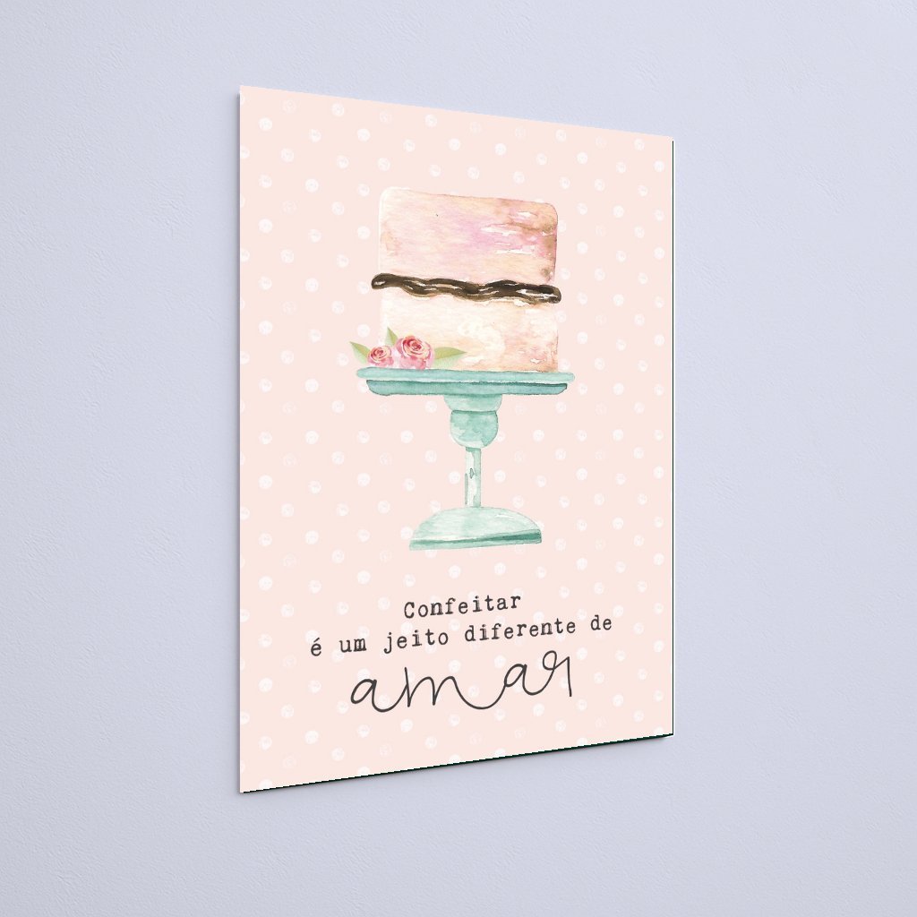 Quadro Decorativo Bolo Aquarela Confeitar Amar - Imagem 3