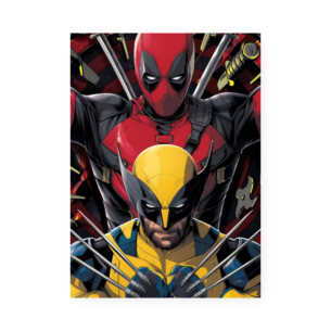 Quadro Decorativo Marvel Wolverine Deadpool Espadas Katanas