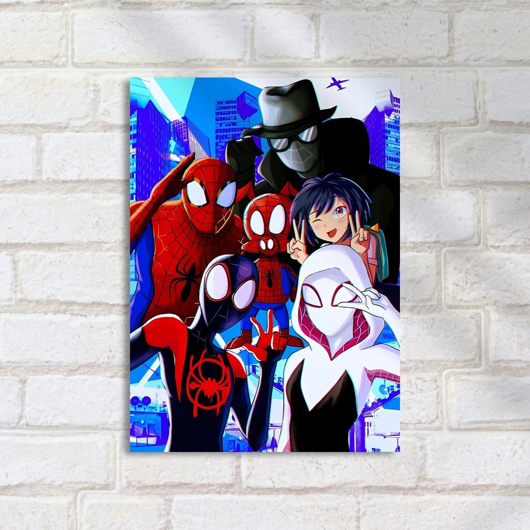Quadro Decorativo Marvel Spiderverse Personagens Grupo - Imagem 2
