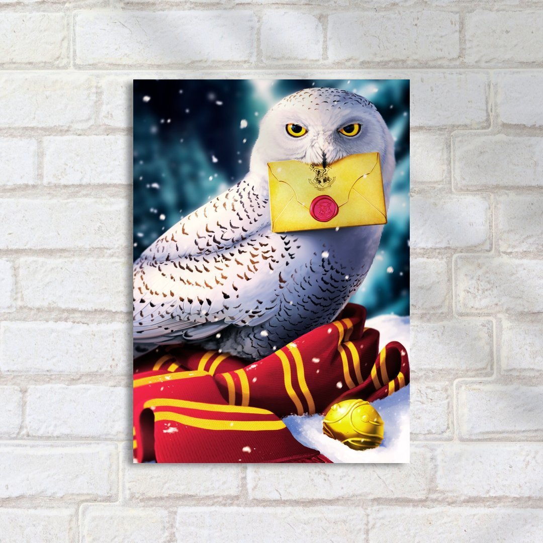 Quadro Decorativo Harry Potter Coruja Carta Cachecol Grifinoria - Imagem 2