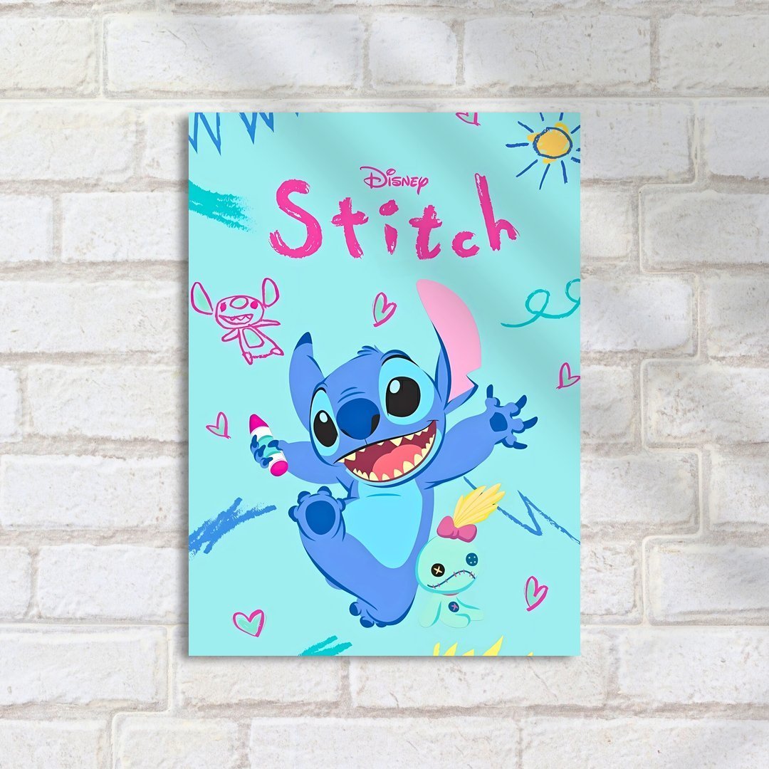 Quadro Decorativo Stitch Desenhando Colorido - Imagem 2