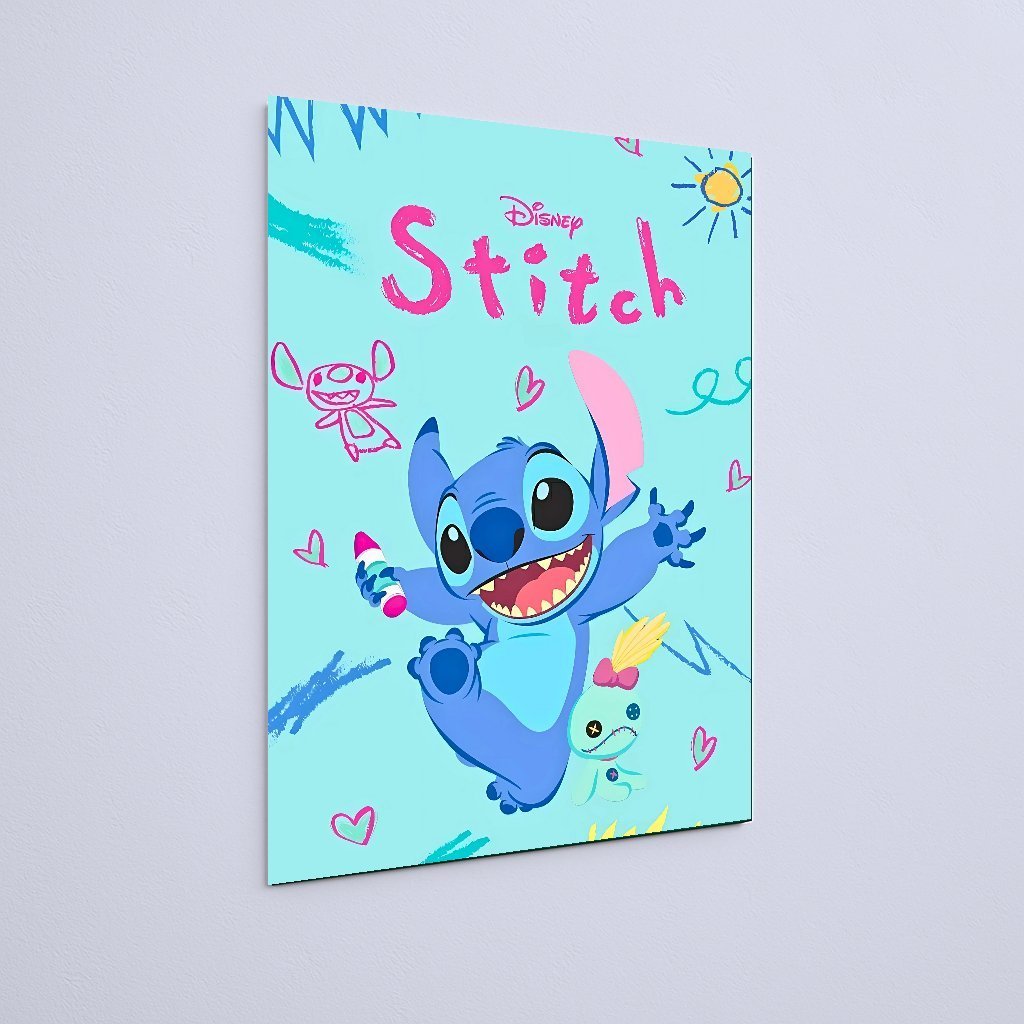 Quadro Decorativo Stitch Desenhando Colorido - Imagem 3