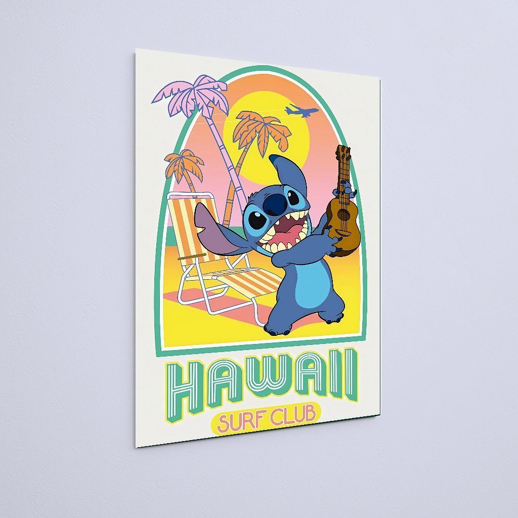Quadro Decorativo Stitch Hawaii Ukulele Praia - Imagem 3