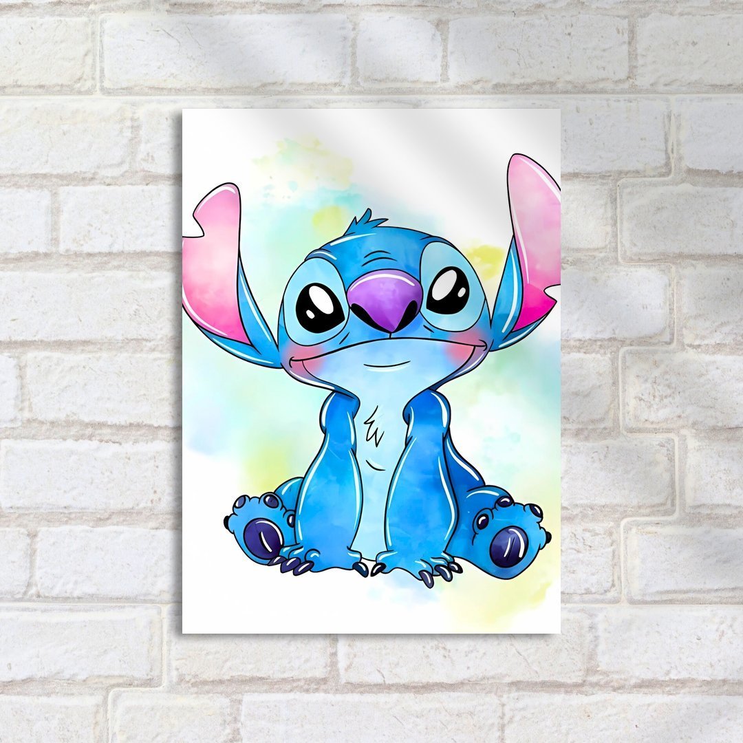 Quadro Decorativo Stitch Desenho Aguarela Sentado - Imagem 2