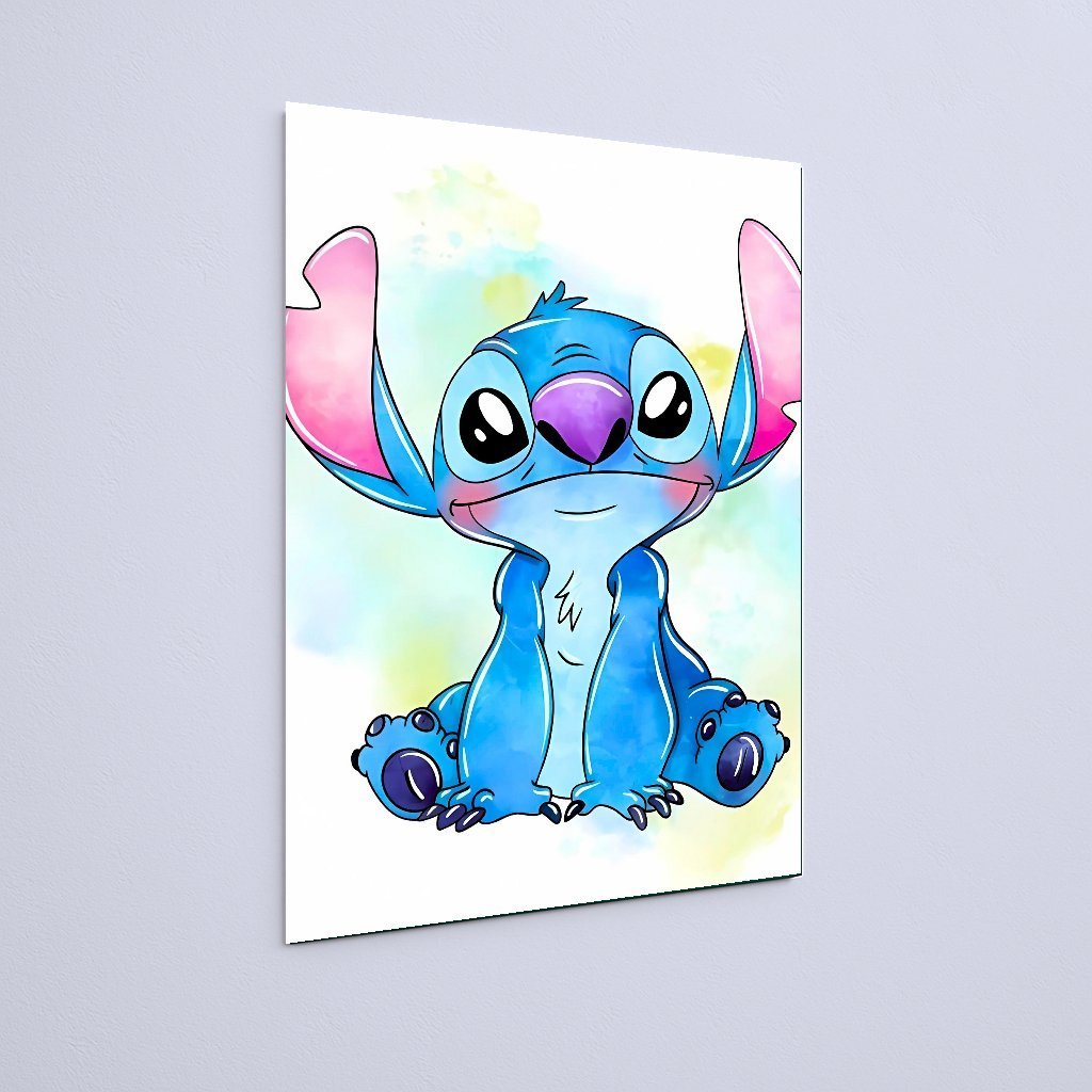 Quadro Decorativo Stitch Desenho Aguarela Sentado - Imagem 3