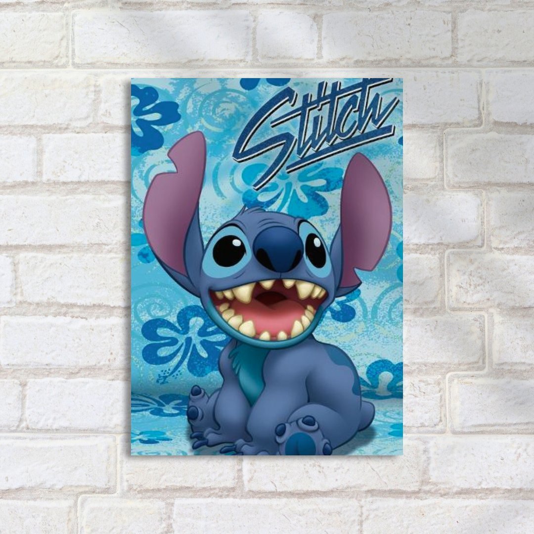 Quadro Decorativo Stitch Sorrindo Azul - Imagem 2