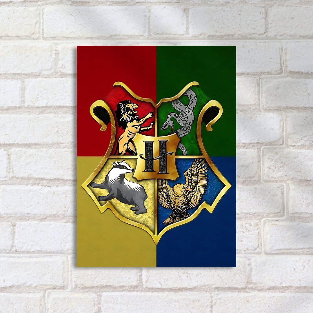 Quadro Decorativo Harry Potter Hogwarts Escudo Casas - Imagem 2