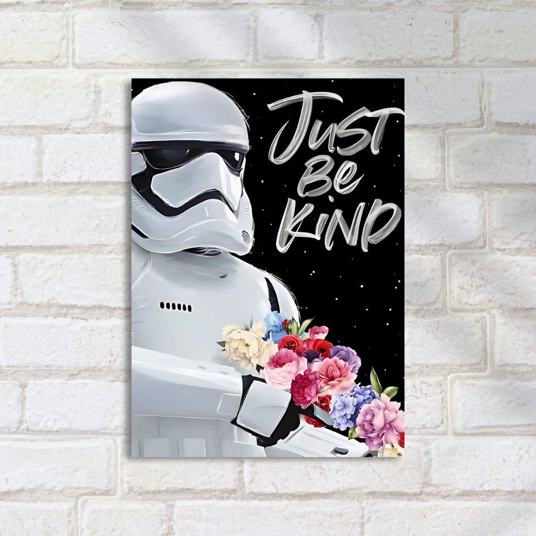 Quadro Decorativo Star Wars Stormtrooper Flores Just Be Kind - Imagem 2