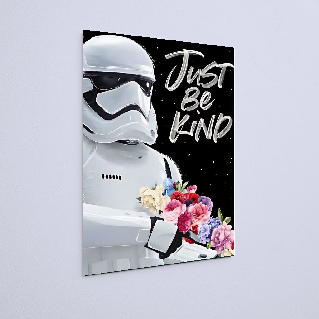 Quadro Decorativo Star Wars Stormtrooper Flores Just Be Kind - Imagem 3