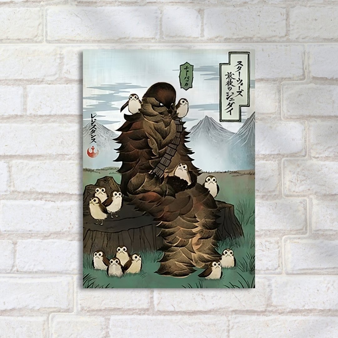 Quadro Decorativo Star Wars Wookiee Porgs Montanha Arvore - Imagem 2