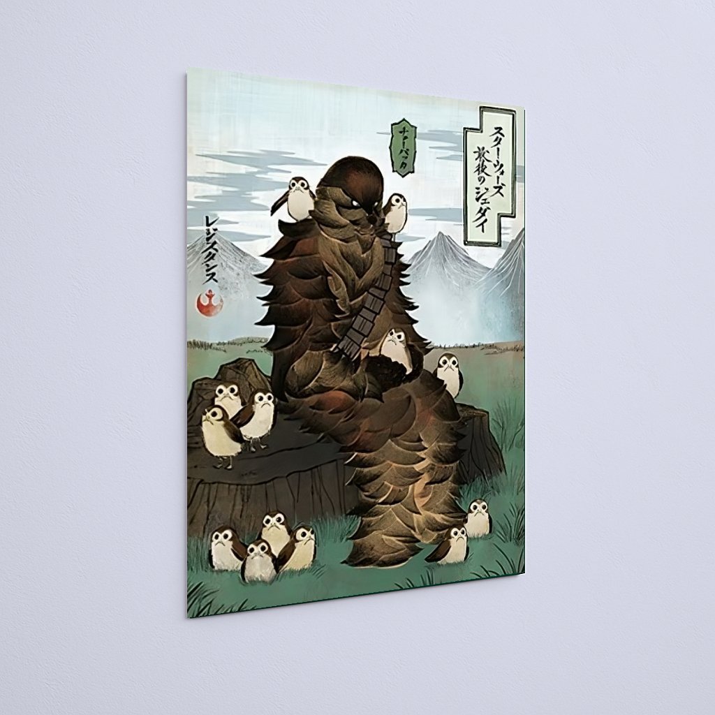 Quadro Decorativo Star Wars Wookiee Porgs Montanha Arvore - Imagem 3