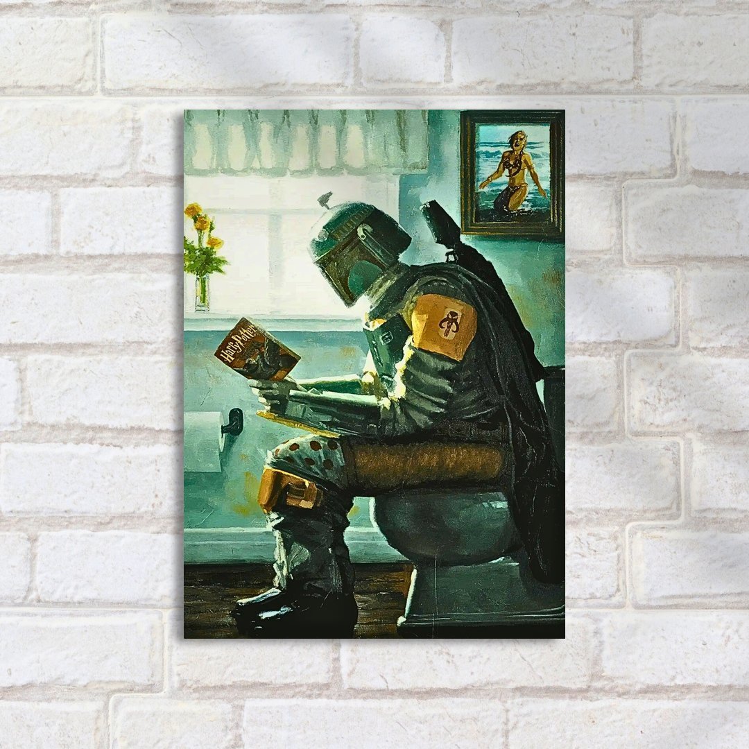 Quadro Decorativo Star Wars Bounty Hunter Banheiro Lendo - Imagem 2