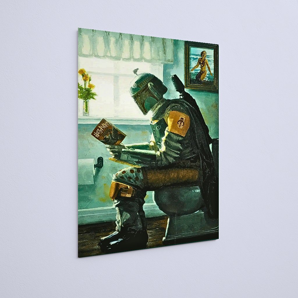 Quadro Decorativo Star Wars Bounty Hunter Banheiro Lendo - Imagem 3