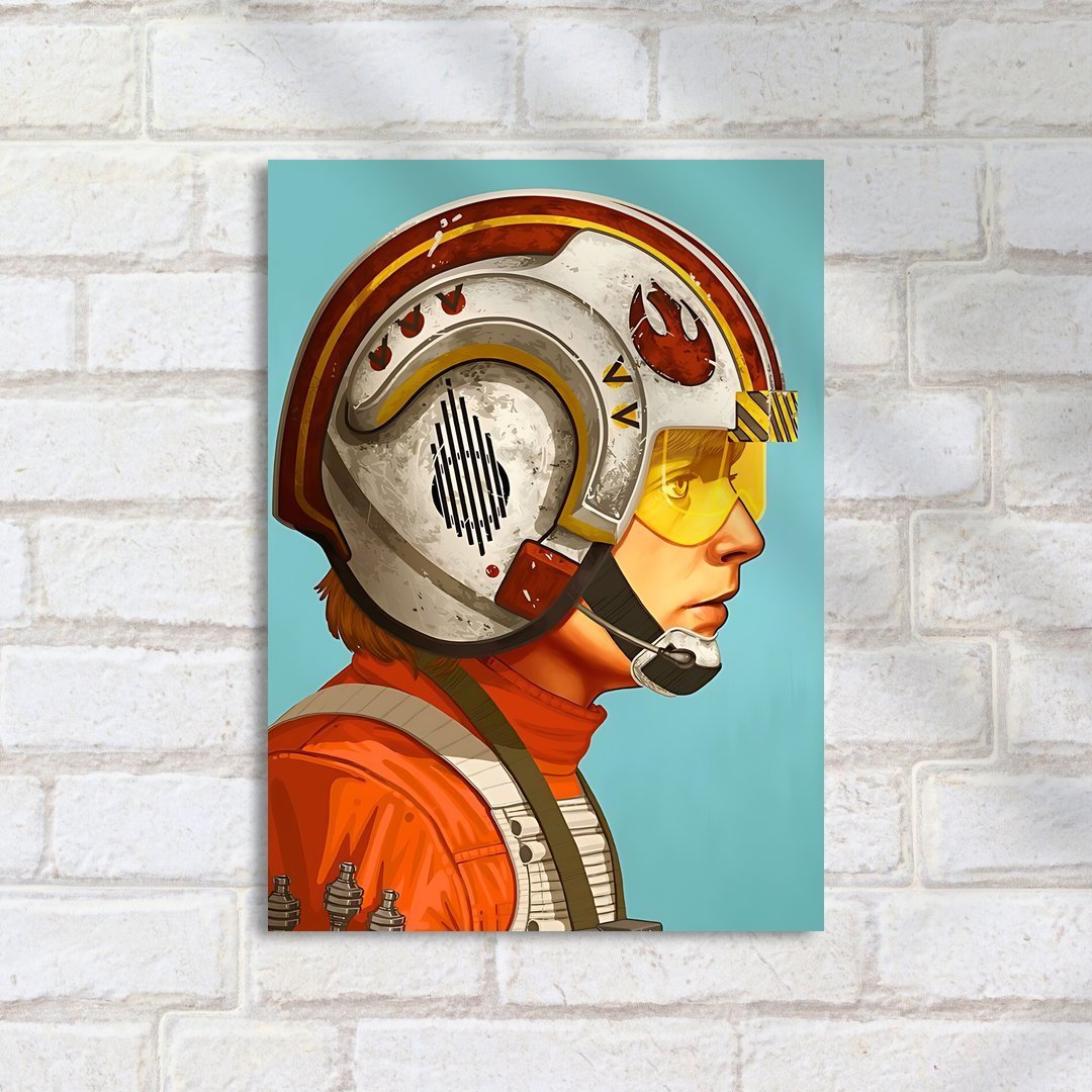 Quadro Decorativo Star Wars Piloto Espacial Elmo Nave - Imagem 2