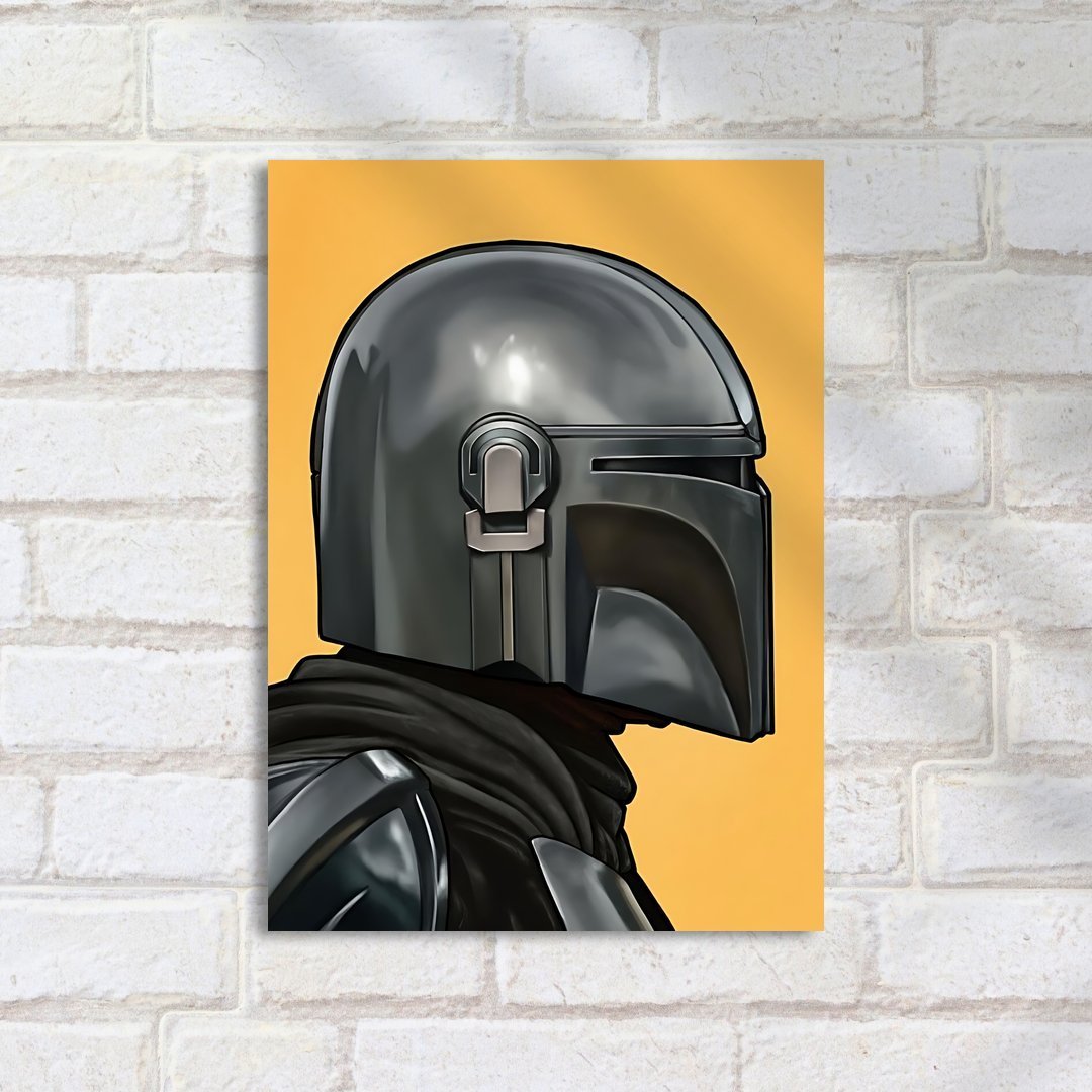 Quadro Decorativo Star Wars Mandaloriano Capacete Perfil - Imagem 2