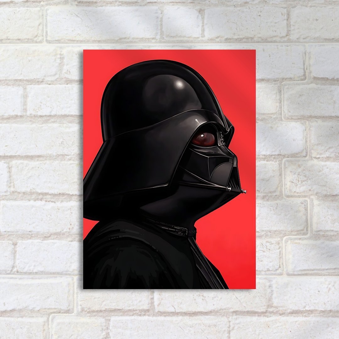 Quadro Decorativo Star Wars Vader Perfil Fundo Vermelho - Imagem 2