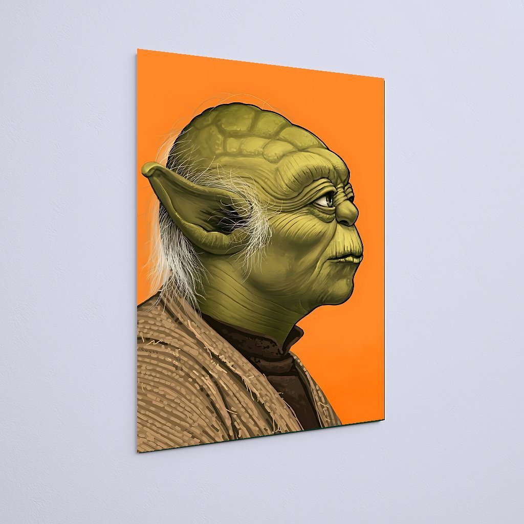 Quadro Decorativo Star Wars Yoda Perfil Fundo Laranja - Imagem 3