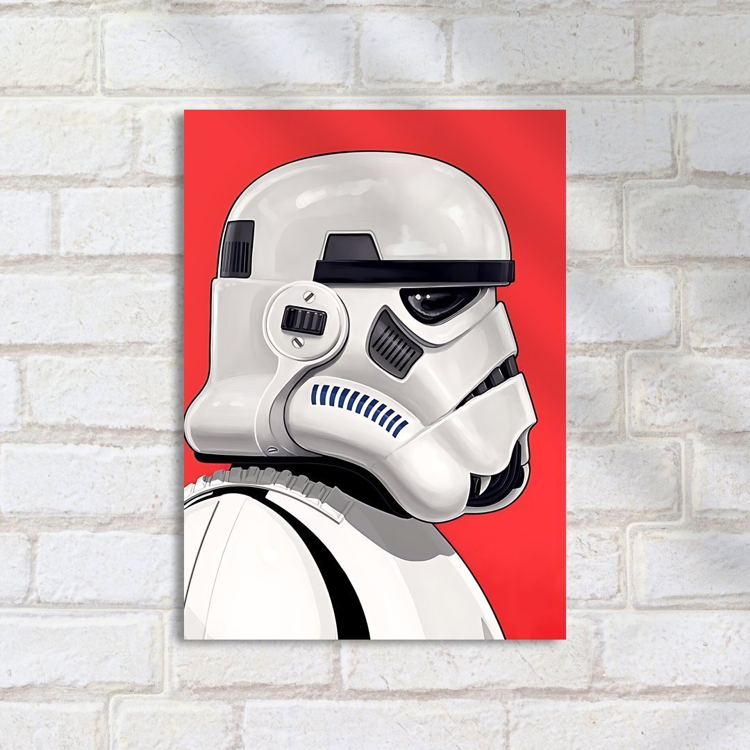 Quadro Decorativo Star Wars Stormtrooper Perfil Fundo Vermelho - Imagem 2