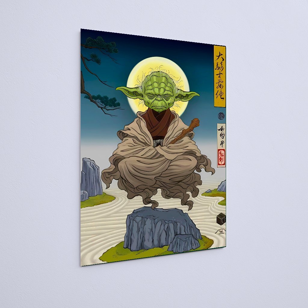 Quadro Decorativo Star Wars Yoda Samurai Meditando Natureza - Imagem 3