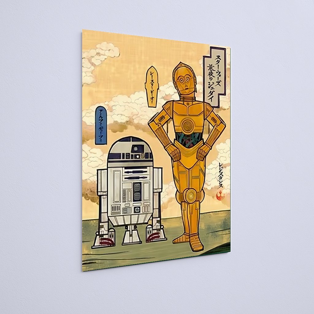 Quadro Decorativo Star Wars R2d2 C3po Estilo Japones - Imagem 3