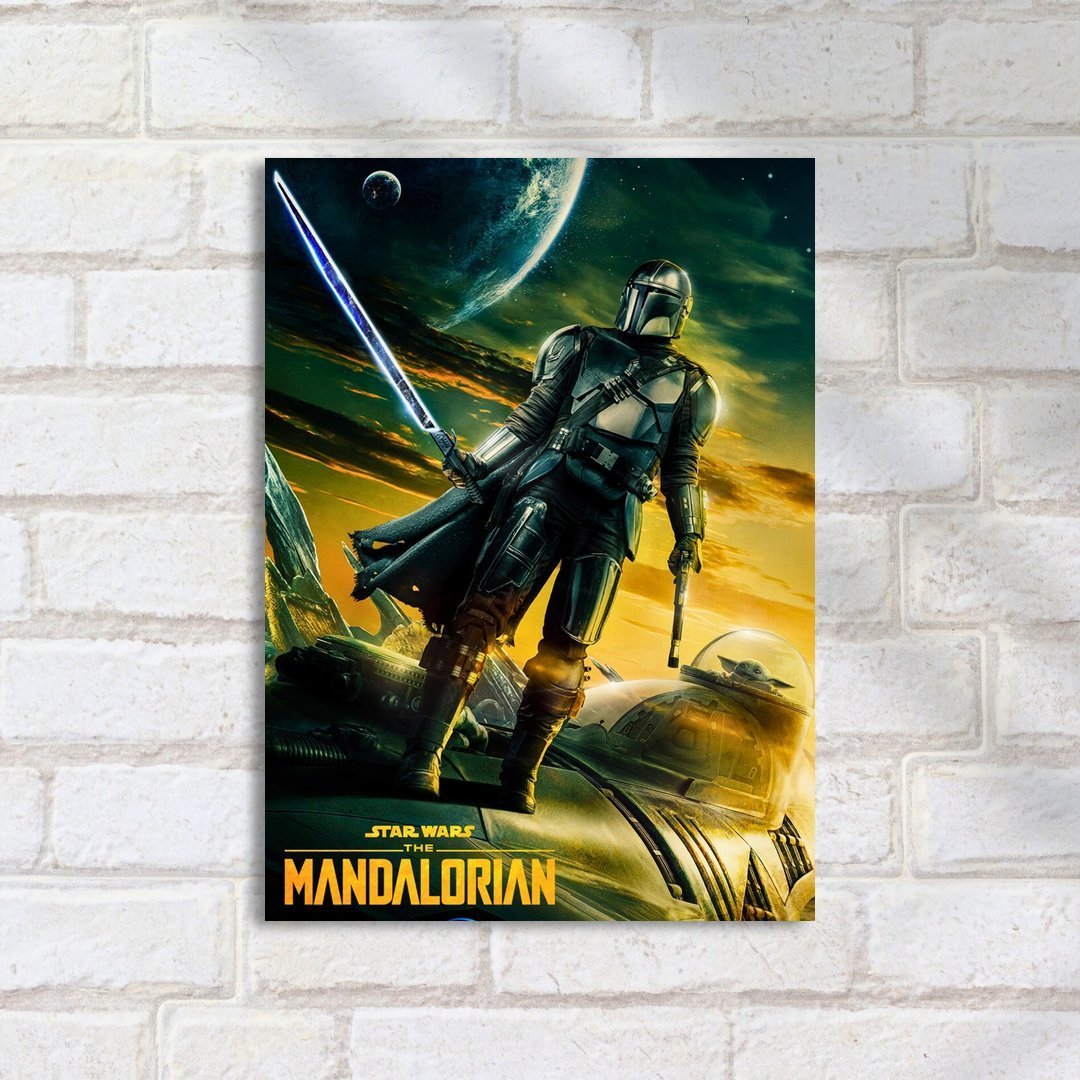 Quadro Decorativo Star Wars Mandaloriano Sabre Luz Paisagem - Imagem 2