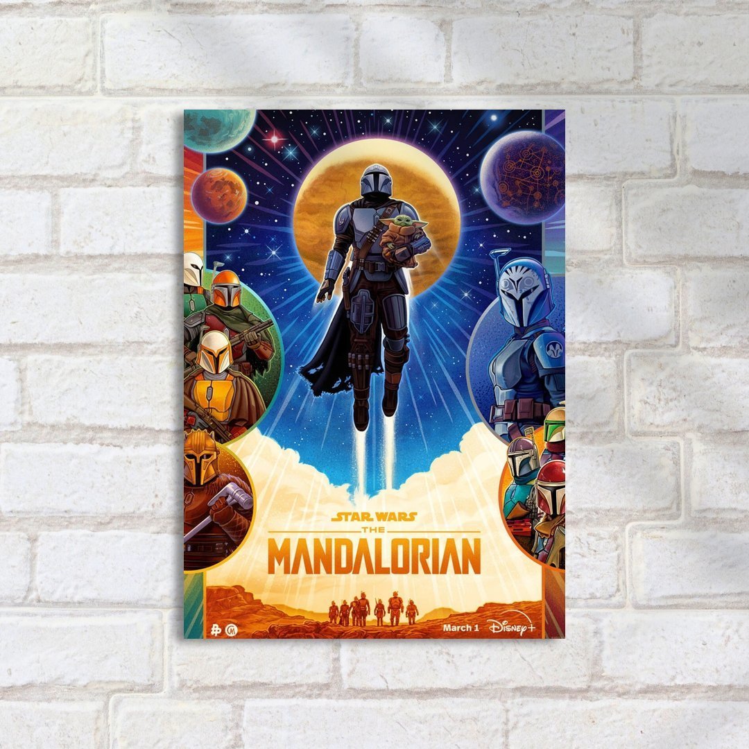 Quadro Decorativo Star Wars Mandalorian Grogu Espaco Artesanato - Imagem 2