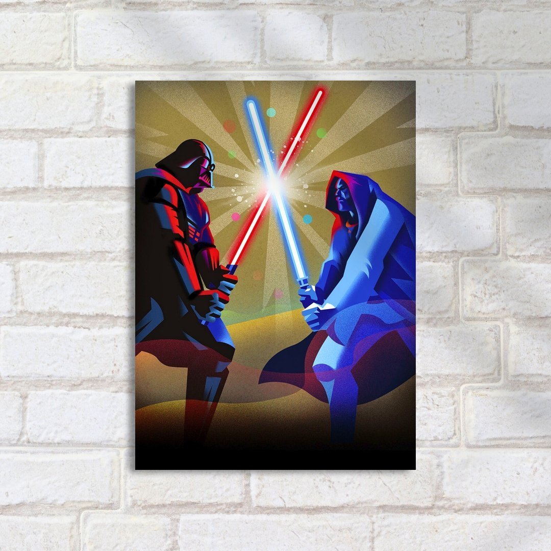 Quadro Decorativo Star Wars Darth Vader Duelo Luzes - Imagem 2