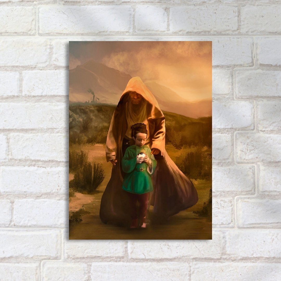 Quadro Decorativo Star Wars Criança Com Manto Verde - Imagem 2