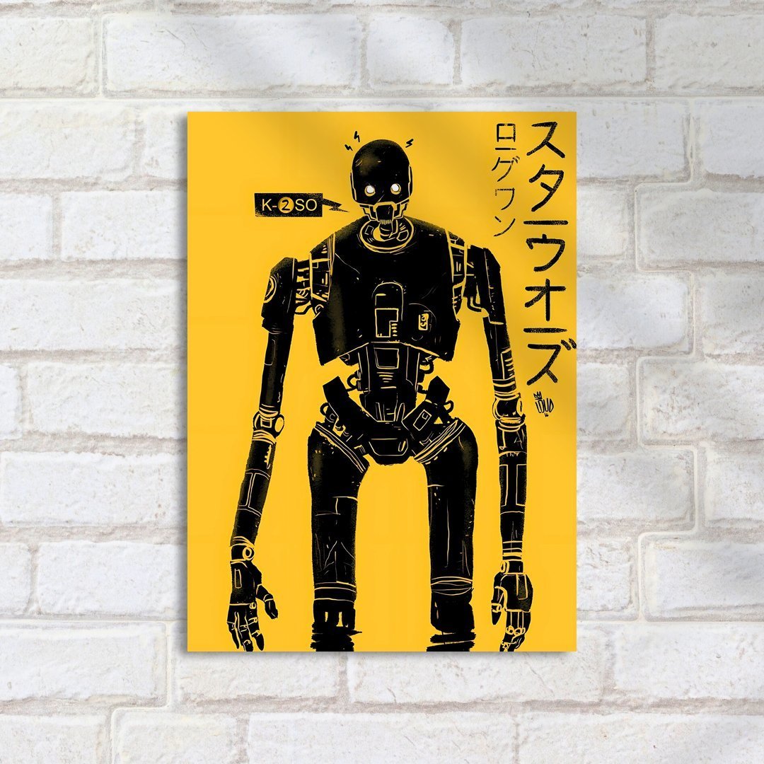 Quadro Decorativo Star Wars K2so Robô Arte Amarelo - Imagem 2