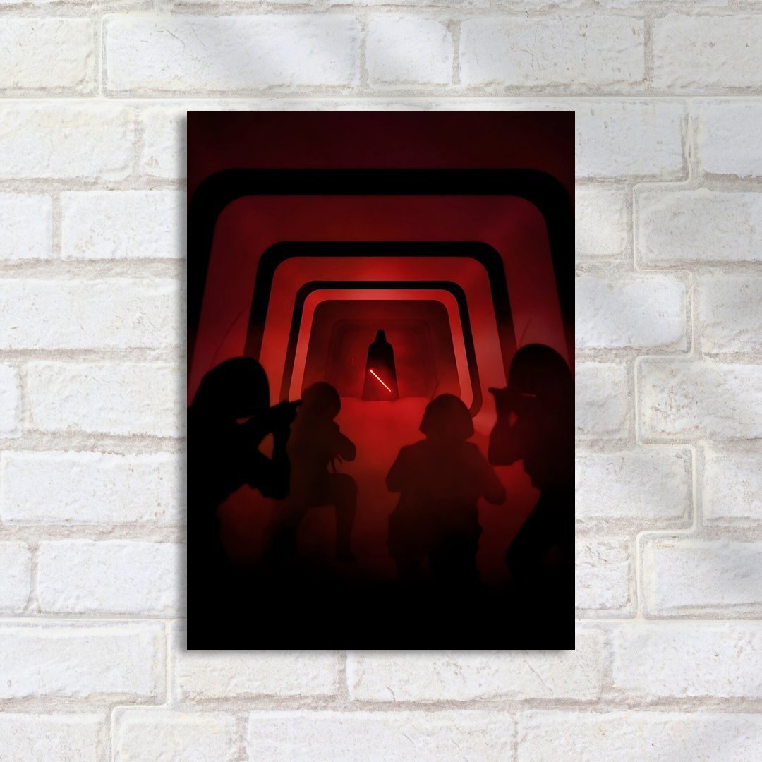 Quadro Decorativo Star Wars Vader Tunel Luz Vermelha - Imagem 2