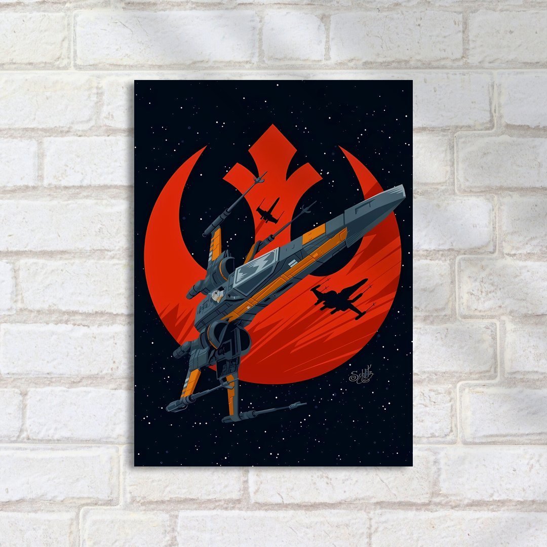 Quadro Decorativo Star Wars Xwing Logotipo Resistencia - Imagem 2