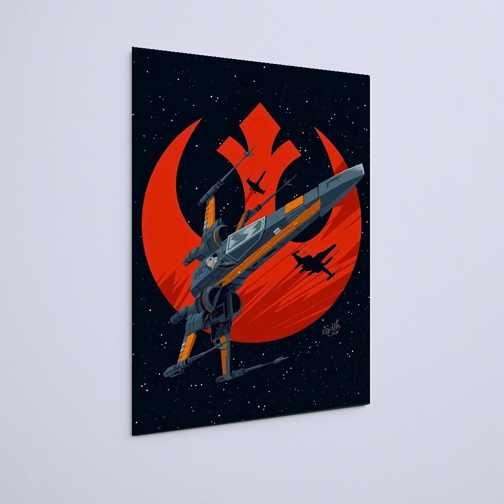 Quadro Decorativo Star Wars Xwing Logotipo Resistencia - Imagem 3