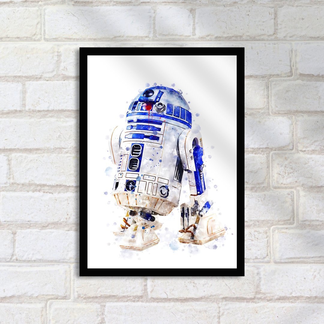 Quadro Decorativo Star Wars R2d2 Ilustracao Aquarela - Imagem 2