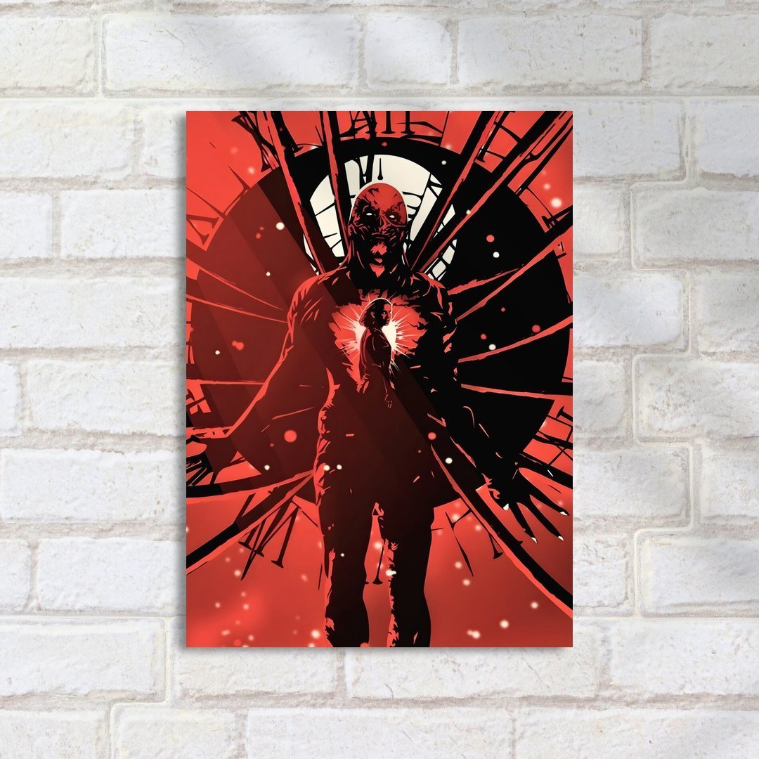 Quadro Decorativo Stranger Things Figura Sombra Relogio Vermelho - Imagem 2