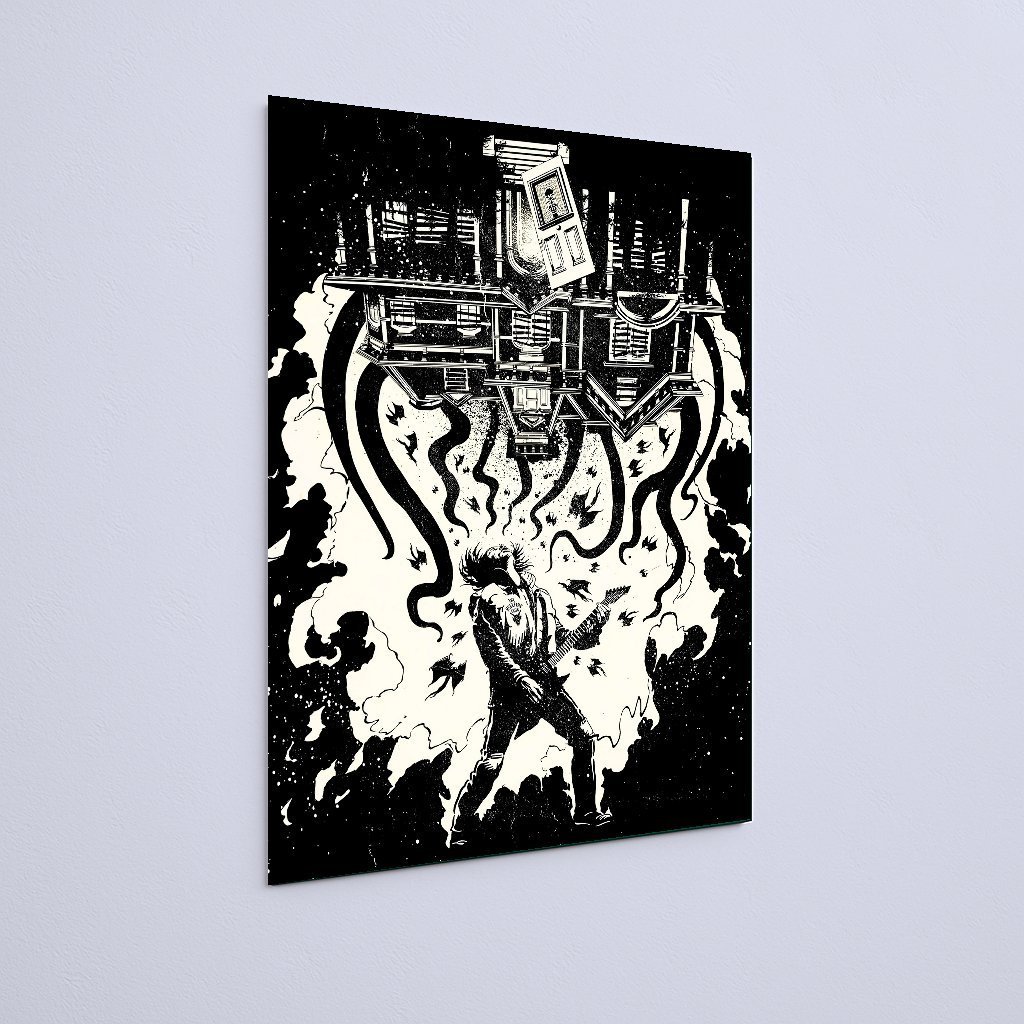 Quadro Decorativo Stranger Things Rockeiro Guitarra Casa Invertida - Imagem 3