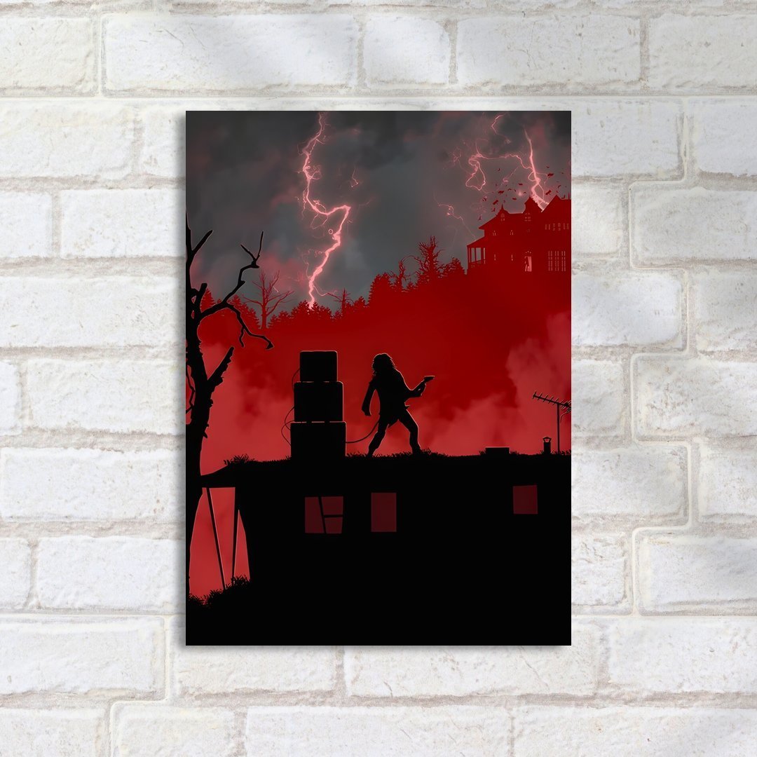 Quadro Decorativo Stranger Things Rock Guitarrista Relampagos Casa - Imagem 2