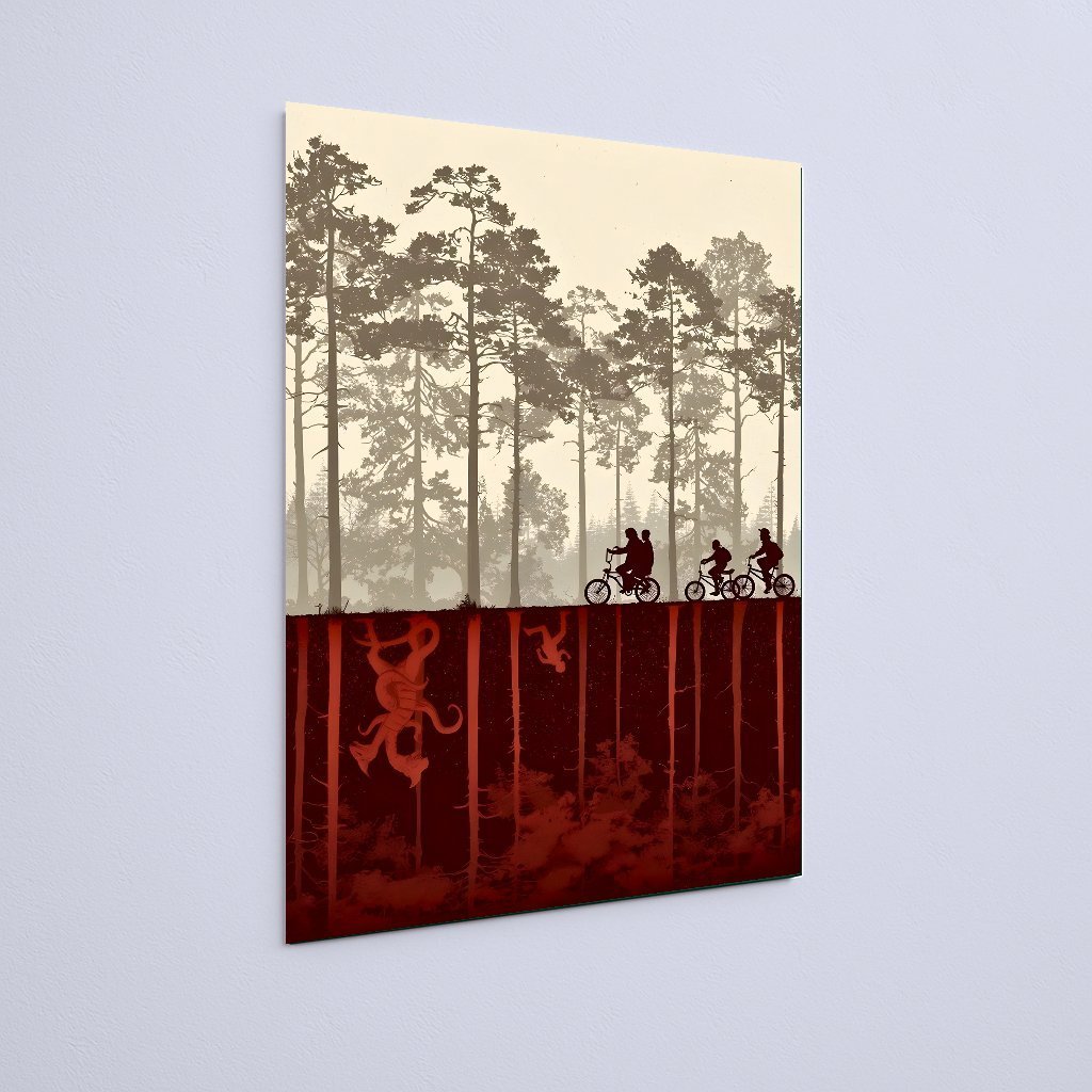 Quadro Decorativo Stranger Things Ciclistas Floresta Mundo Invertido - Imagem 3
