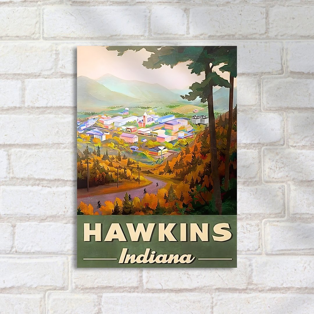 Quadro Decorativo Stranger Things Hawkins Indiana Cidade Paisagem - Imagem 2