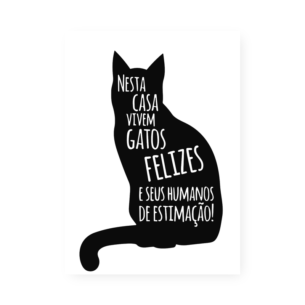 Quadro Decorativo Gatos Felizes Humanos Estimacao