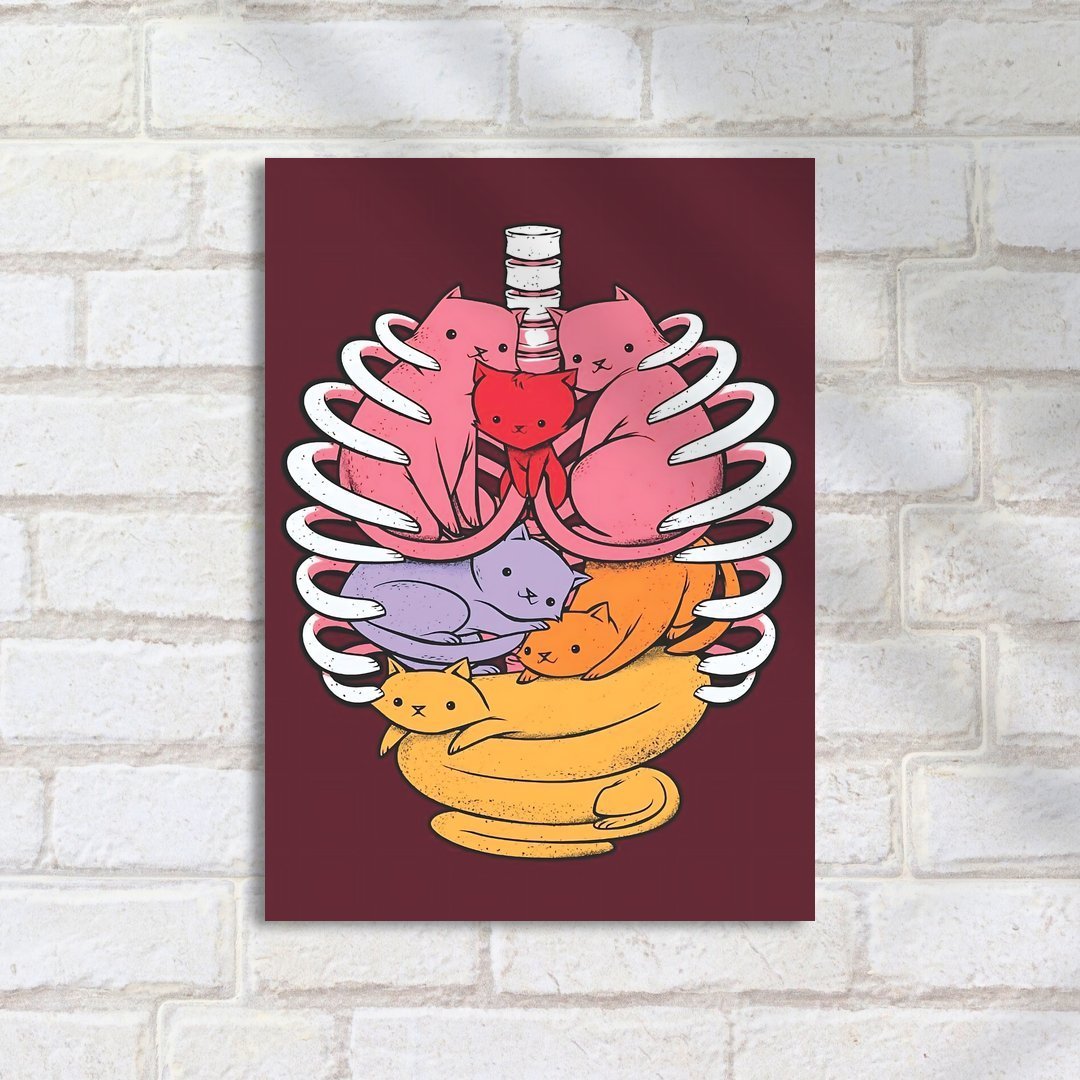 Quadro Decorativo Gatos Coloridos Costelas Esqueleto - Imagem 2