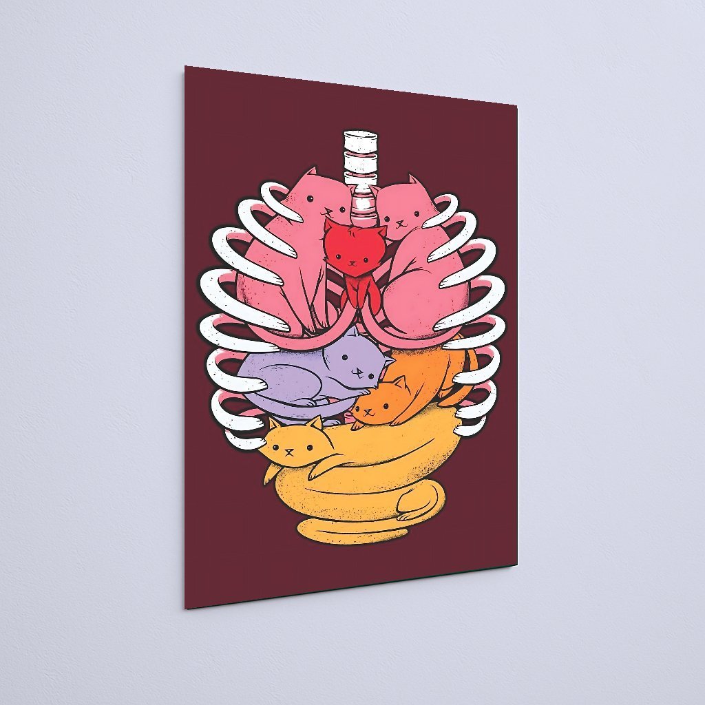 Quadro Decorativo Gatos Coloridos Costelas Esqueleto - Imagem 3