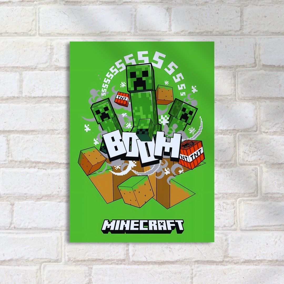 Quadro Decorativo Minecraft Creeper Explosao Minecraft Verde - Imagem 2