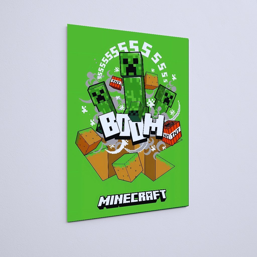 Quadro Decorativo Minecraft Creeper Explosao Minecraft Verde - Imagem 3