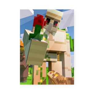 Quadro Decorativo Minecraft Iron Golem Flor Minecraft