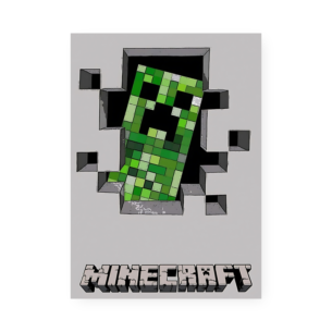 Quadro Decorativo Minecraft Creeper Parede Cinza