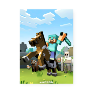 Quadro Decorativo Minecraft Cavaleiro Espada Cavalo