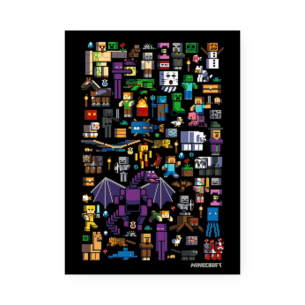 Quadro Decorativo Minecraft Personagens Pixelados Arte